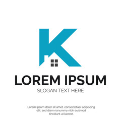 K Letter with Home Logo Vector Design