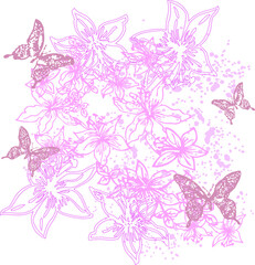 butterflies flowers girl woman feminine lady pastel pink light tshirt print