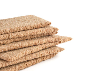 Rye bread on white background popular product is delicious and healthy food.