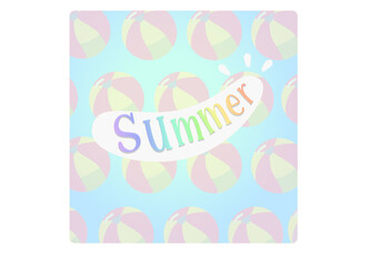 Cartoon summer colorful pattern with beach balls on blue background