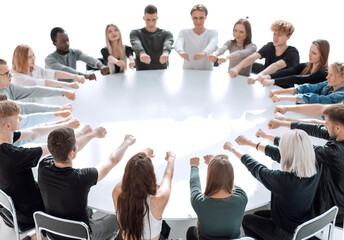 Fototapeta premium group of young people in a teambuilding class