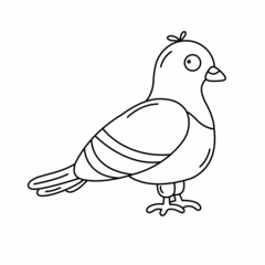Isolated vector funny line pigeon. Good for web and mobile design, coloring book.