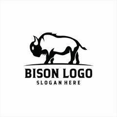 Bison Vector Logo Design Template. Bison Silhouette Vintage Retro Logo Vector Illustration. © i.d99d
