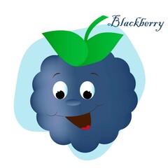 Cartoon fruits and vegetables with different emotions. Blackberry