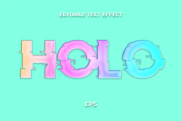 Editable text effect, blue background, Holo text