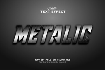 Editable text effect, black background, Metalic text