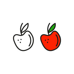 Doodle outline and colored apple.