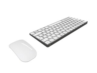 Keyboard and Mouse Isolated on White Background 3d Illustration