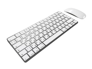 Keyboard and Mouse Isolated on White Background 3d Illustration