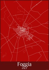 Red map of Foggia Italy.