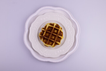 Close up Waffle on white background