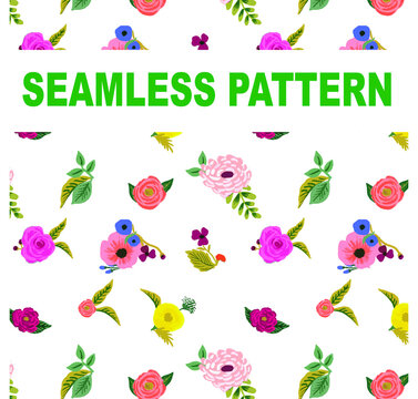 leaf green plant autumn spring fresh wrap seamless repeat pattern tile flower floral watercolor hand drawn