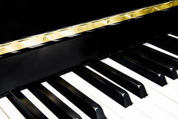 piano keys on black
