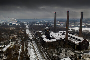 Landscape of industry: mine factories smelters railway 