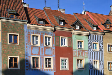 Renaissance facades on the central market square in Pozna - obrazy, fototapety, plakaty