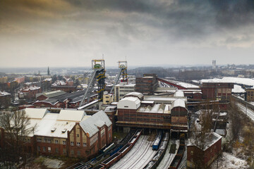 Fototapeta premium Landscape of industry: mine factories smelters railway 