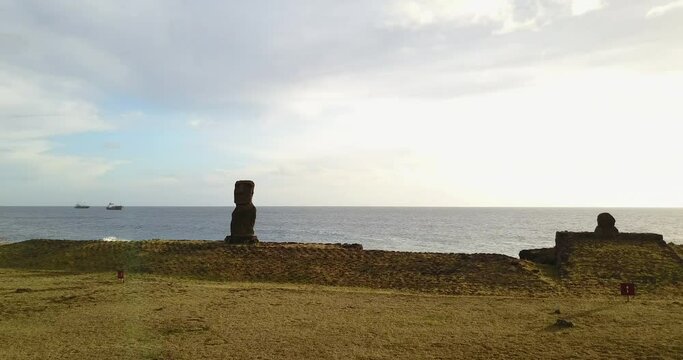 moai from the view of the drone