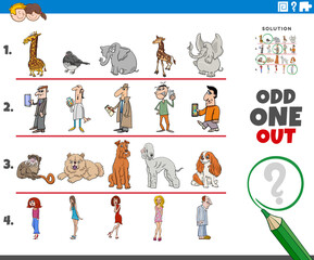 odd one out task with cartoon characters