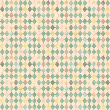 Fototapeta Alice in Wonderland style watercolor  seamless pattern with grunge diamond victorian background