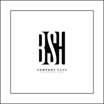 Vector Logo Template for Initials BSH - Simple Alphabet Letters Logo