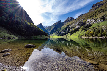 Lake Seealpsee in the afternoon