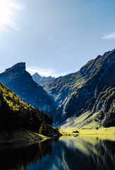 Lake Seealpsee in the afternoon