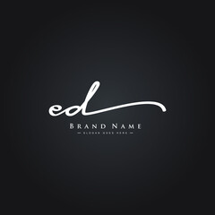 Initial Letter ED Logo - Hand Drawn Signature Logo - obrazy, fototapety, plakaty
