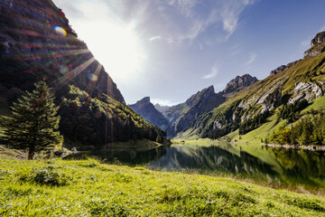 Lake Seealpsee in the afternoon
