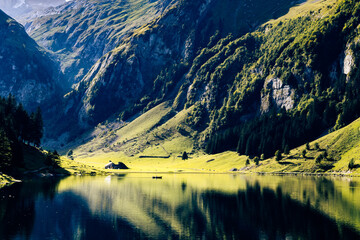 Lake Seealpsee in the afternoon - obrazy, fototapety, plakaty
