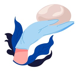 Silicone in hand of doctor, surgery augmentation