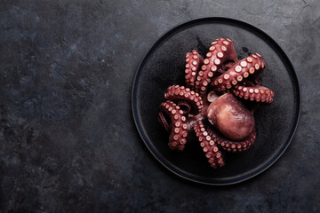 Tasty octopus on black background