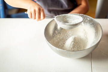Sifting flour