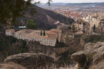 krajobraz widok góry budynki architektura cuenca hiszpania - obrazy, fototapety, plakaty