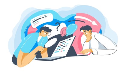 People working on online project searching in web