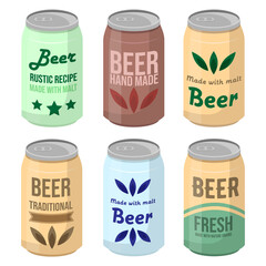 Illustration set of cans beer drink alcoholic concept vector template