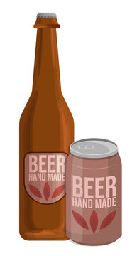 Bottle of beer and can concept beverage illustration vector template