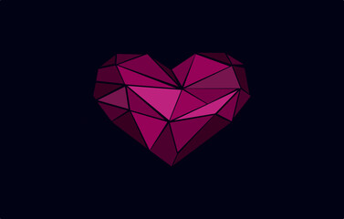 abstract geometric heart pink background 