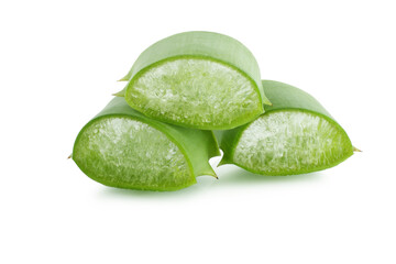 The agave is cut, isolated on a white background, macro.