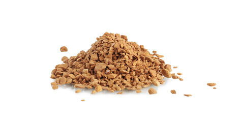Granulated coffee, ground isolated on a white background.
