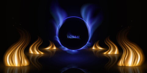 Background lorem circle flame black business