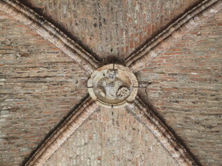 Italy, Ferrara castle. Detail of the vault of the entrance to the internal courtyard.