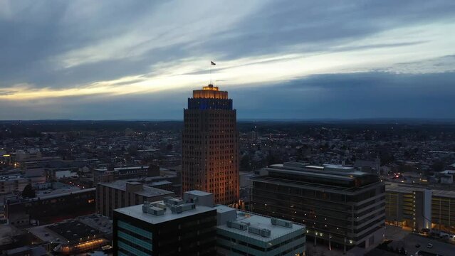 Evening Over Allentown, Drone View, Pennsylvania, Downtown, Amazing Landscape