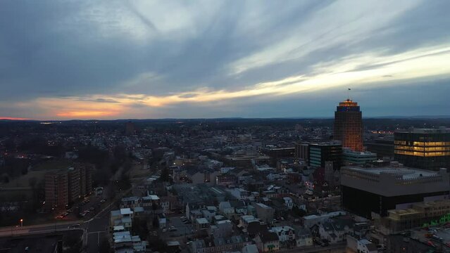 Evening Over Allentown, Drone View, Pennsylvania, Amazing Landscape, Downtown