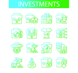 investment portfolio categories. Gradient icons
