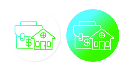 briefcase with dollar icon, investment, house. Gradient icons
