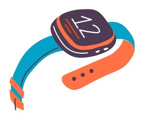 Modern sportive watch, smart gadget device vector