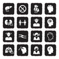 Alcoholism Icons. Grunge Black Flat Design. Vector Illustration.