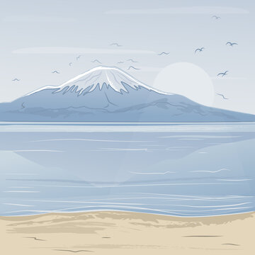 Illustration of Mount Fujiyama in Japan