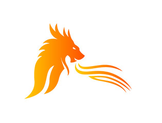 dragon blowing fire icon vector illustration 