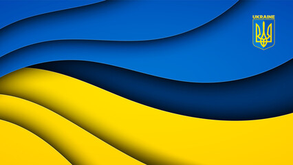 Ukrainian wavy blue and yellow background. Vector illustration of abstract flag and national symbol of Ukraine for your design